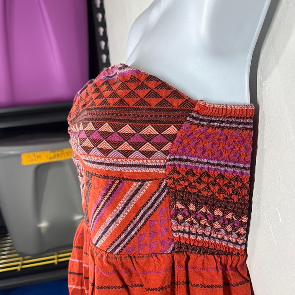 Roxy Strapless Red Patterned Dress Size Medium - image 4